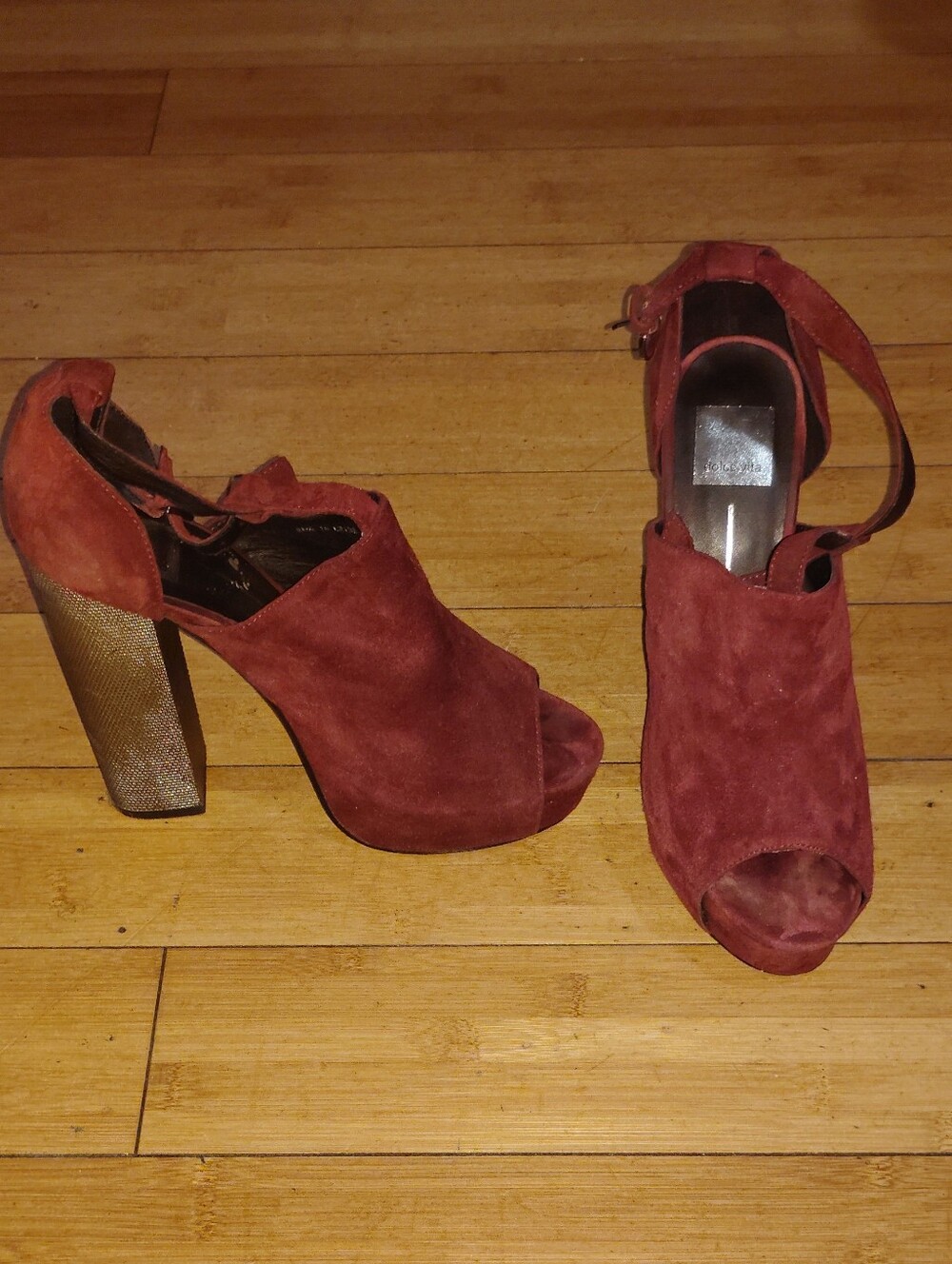 Dolce Vita Burgundy Suede Block Heel Sandals Sz 9.5